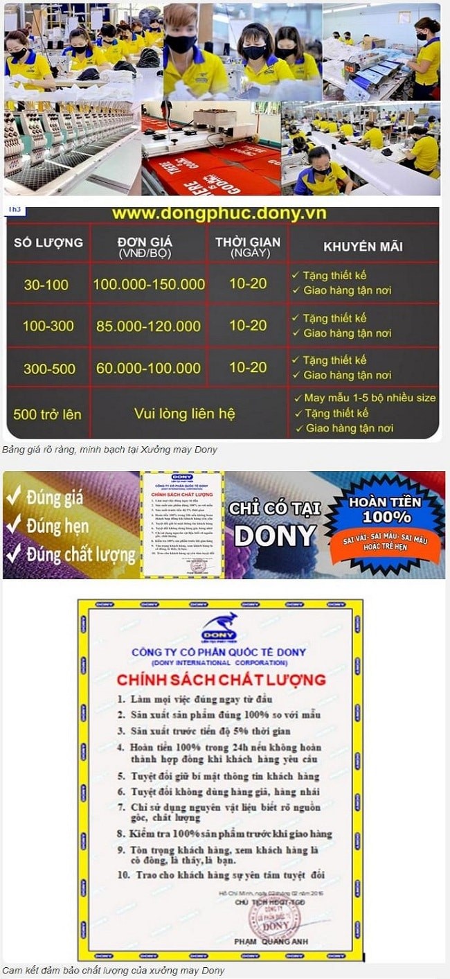 công ty may mặc dony